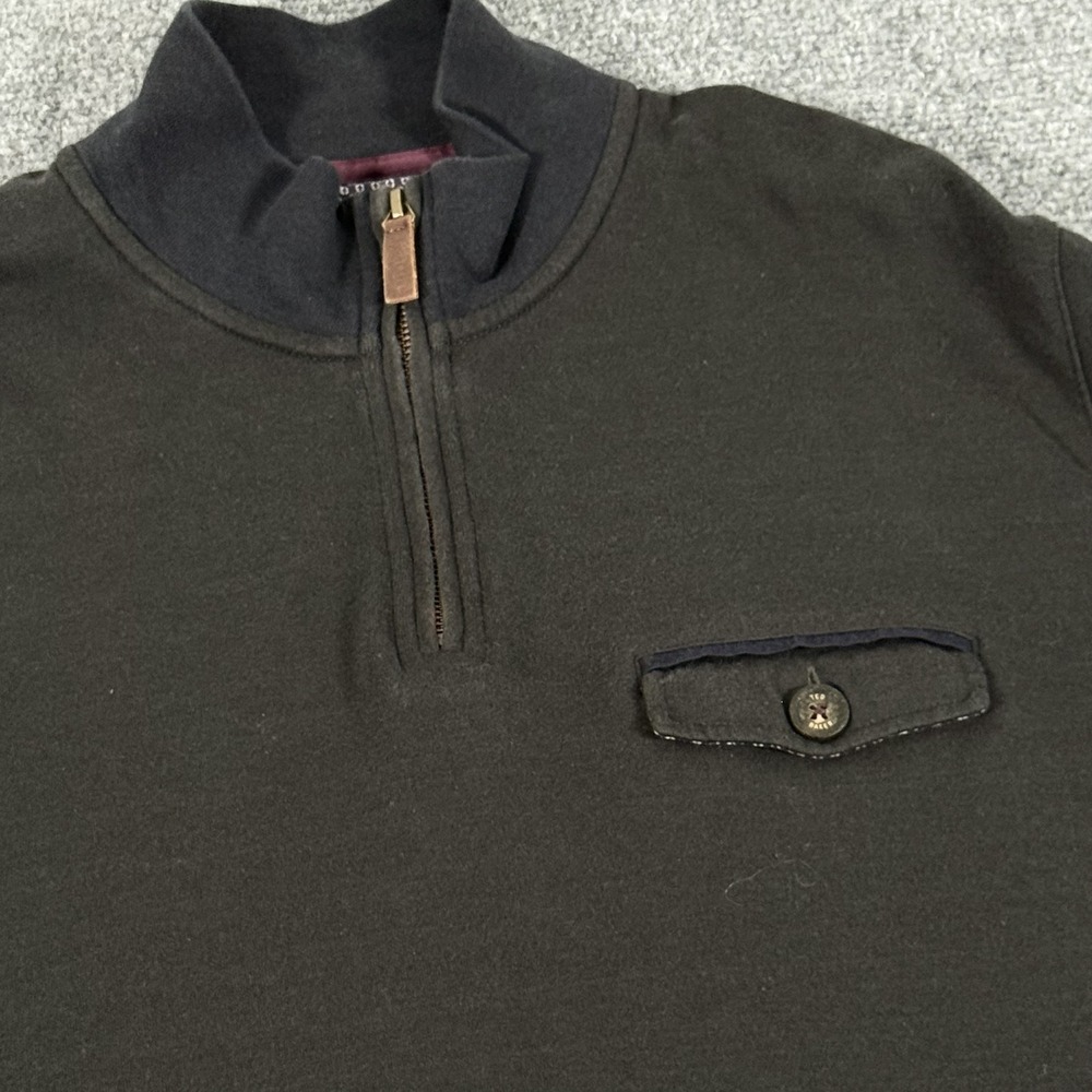 Ted Baker Sweater Mens Extra Large Black Quarter Zip Pullover Pocket Modal Blend